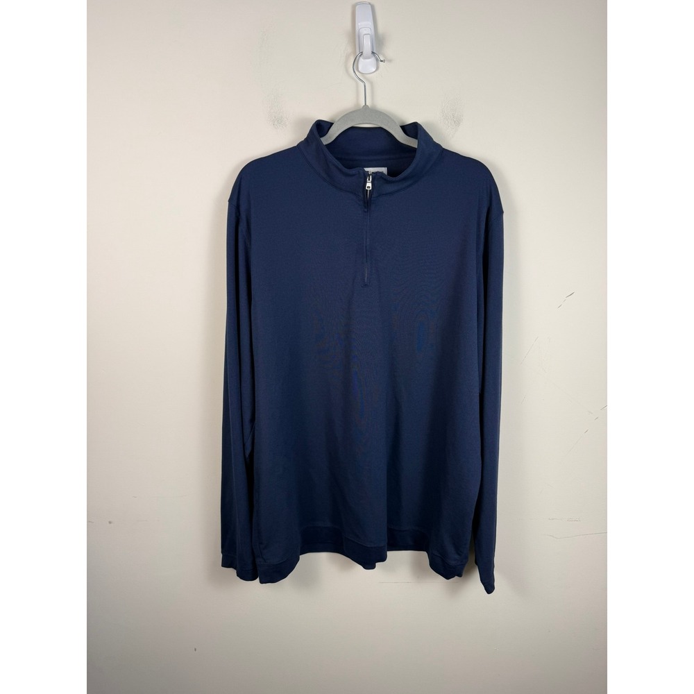 Peter Millar Golf Crown Pique Quarter Zip Pullover Navy Blue Mens XXL